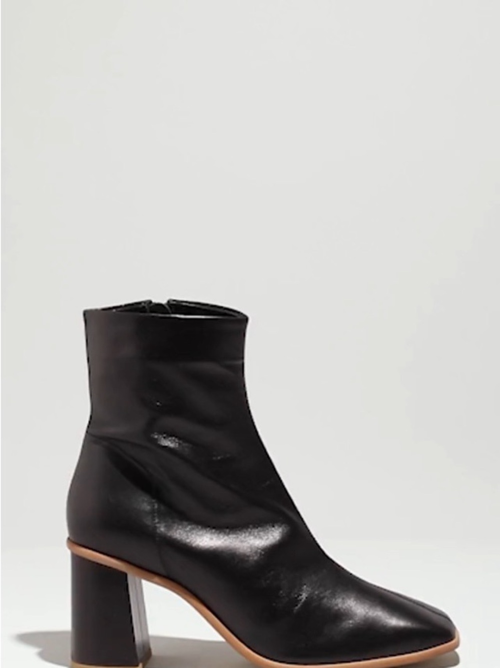 Free People Sienna Black Leather Block Heel Ankle Boots- 38